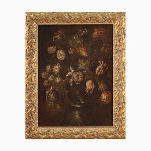 Italienischer Künstler, Stillleben mit Blumenvase, 17. Jh., Öl auf Leinwand