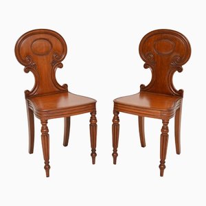 Antique William IV Hall Chairs in Mahogany, Set of 2