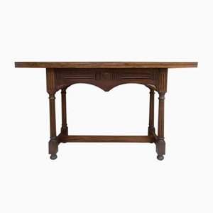 Consolle o tavolo da pranzo in stile vittoriano in legno di noce intagliato