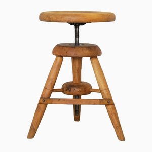 Antique French Adjustable Stool in Wood