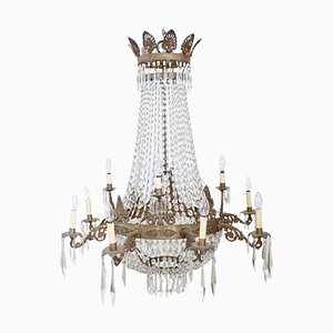 Antique Empire Chandelier in Crystal and Bronze, 1800s