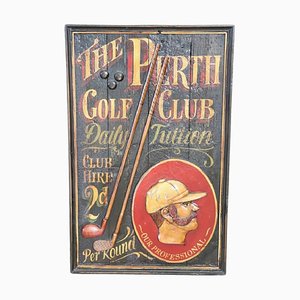 Vintage Hand-Painted Historic Golf Club Sign in Wood, 1920s