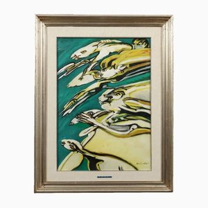 Remo Brindisi, Composition, 20th Century, Oil on Canvas, Framed