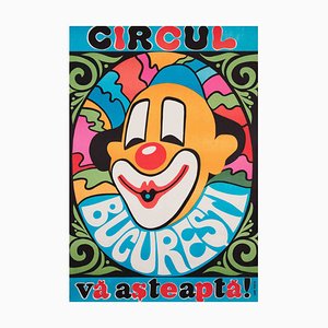 Poster del circo pagliaccio, Romania, 1974