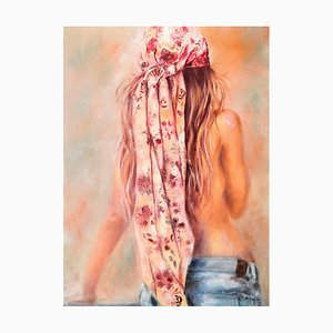 Martine Grégoire, La fille au foulard, 2022, Oil on Canvas