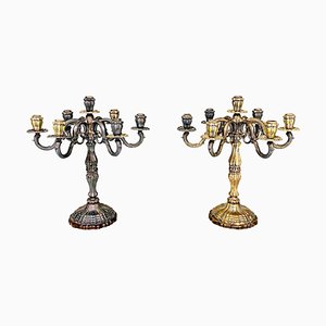 Candelabri antichi a 7 fiamme in argento, Italia, fine XIX secolo, set di 2