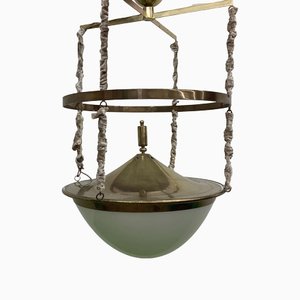 Lampe à Suspension Art Nouveau avec Cadre en Laiton, 1910s