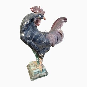 Adorno de jardín italiano Mid-Century en forma de gallo de hormigón, años 50