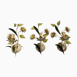 Italian Tole Flower Sconces, Set of 3