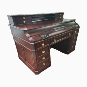 Antiker Schreibtisch aus Leder & Holz, 1800er