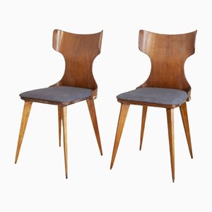 Set of Curved Wooden Chairs by Carlo Ratti, 1950s