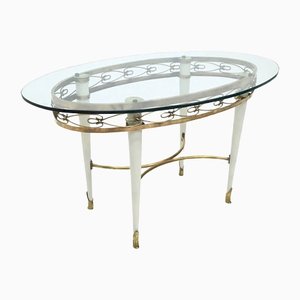 Brass Coffee Table with Glass Top, Italy