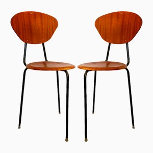 Mid-Century Floating Chairs in Bentwood and Teak, 1960s , Set of 2