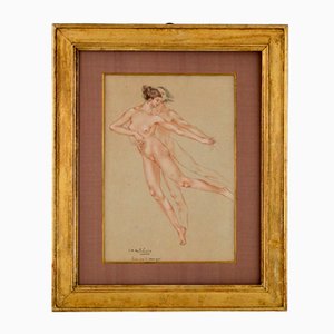 Franz Melchers, Two Nude Dancers, Late 19th or Early 20th Century, Gouache Drawing, Framed