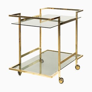 20th Century Two Tier Brass & Smoked Glass Drinks Trolley, 1970s