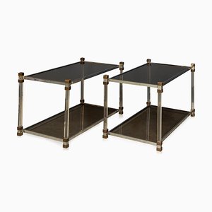 20th Century Acrylic & Brass Side Tables, 1970s, Set of 2