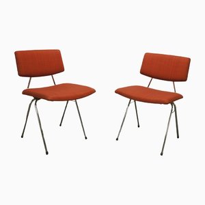 Orange Compass Chairs by Pierre Guariche for Huchers-Minvielle, France, 1955, Set of 2