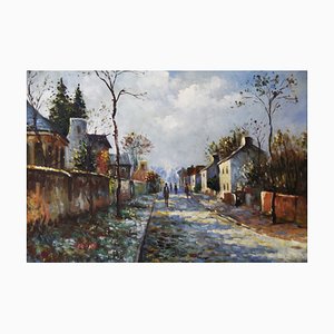 Spanish Artist, Street in a Typical Spanish Village, Late 20th Century, Oil on Canvas