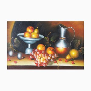 Artista español, Bodegón con frutas, finales del siglo XX, óleo sobre lienzo