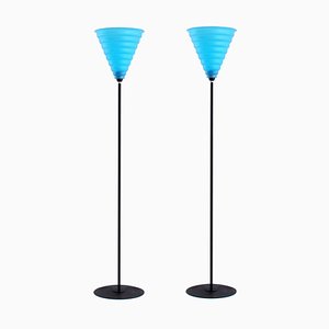 Lámparas de pie vintage en negro y azul de Ikea, años 80. Juego de 2