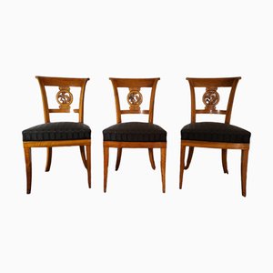 Antique Austrian Chairs in Walnut, Set of 3