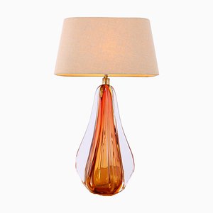 Large Vase Lamp in Amber Colored Glass, 1960s