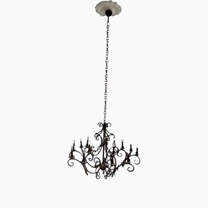 Large Artistically Wrought Iron Chandelier