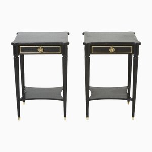 Black Wood and Brass Nightstands by Maurice Hirsch, 1960s, Set of 2