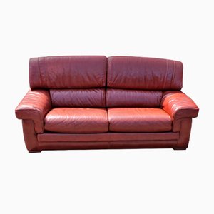 Vintage Brown Leather 3-Seat Sofa, 1960s
