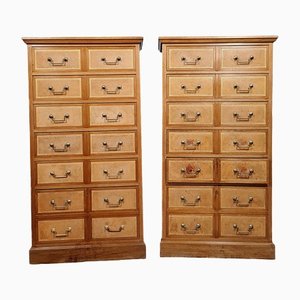 Leather and Mahogany Trompe L'oeil Chests of Drawers, 1900s, Set of 2