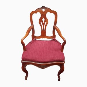 Antique Caned Armchair in Fruitwood