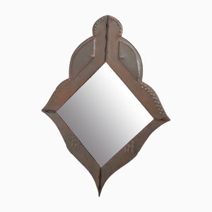 Art Deco Amsterdamse School Wall Mirror in Patinated Brass, 1920s