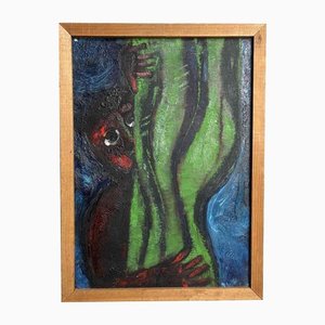 Joël Kass, Expressionist Composition, 1950s, Oil on Canvas, Framed