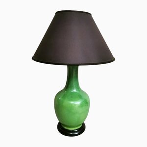 Französische Art Deco Lampe aus Holz & Keramik