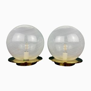 Swirl Murano Glass Table Lamps by F.Fabbian, Italy, 1970s, Set of 2