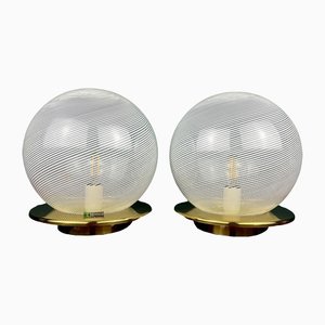 Swirl Tischlampen aus Muranoglas von F.Fabbian, Italien, 1970er, 2er Set