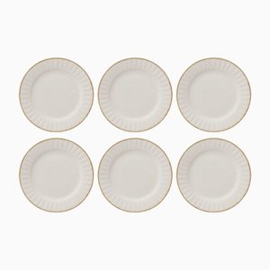 Assiettes en Osier Blanc et Doré de Este Ceramiche, Set de 6