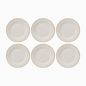 Piatti in vimini bianchi e dorati di Este Ceramiche, set di 6