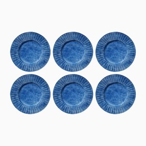 Blaue Teller aus Korbgeflecht von Este Ceramiche, 6er Set