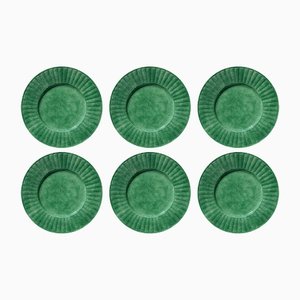 Meergrüne Teller aus Korbgeflecht von Este Ceramiche, 6er Set