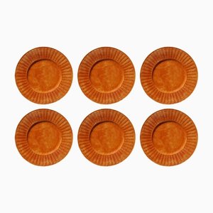 Earthy Orange Wicker Plates from Este Ceramiche, Set of 6