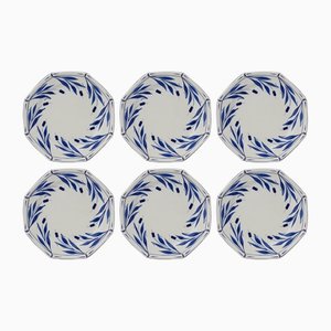 Assiettes Erbe Palustri Bleues de Este Ceramiche, Set de 6