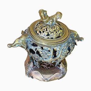Quemador de incienso chino de bronce, siglo XX