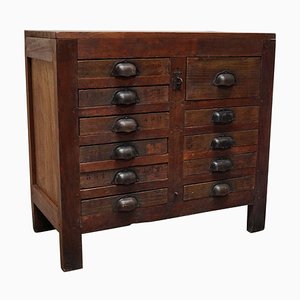 French Pine Rustic Apothecary Workshop Cabinet, 1950s