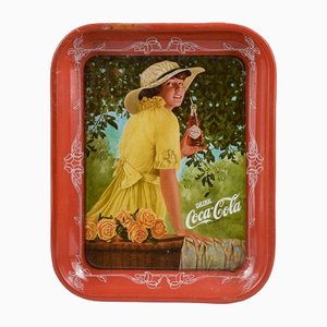 Vintage Metall Coca Cola Tablett, 1980er