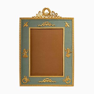 19th Century Gilt Bronze and Pale Green Fabric Photo Frame
