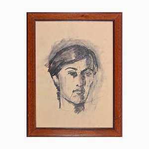 Dimitri Godycki Cwirko, Portrait of Woman, Charcoal Drawing, 1970s