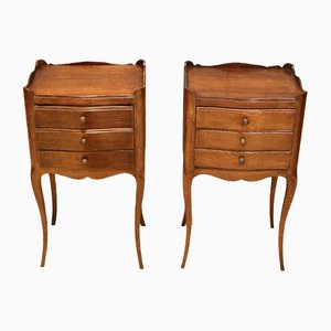 French Oak Bedside Cabinets, Set of 2