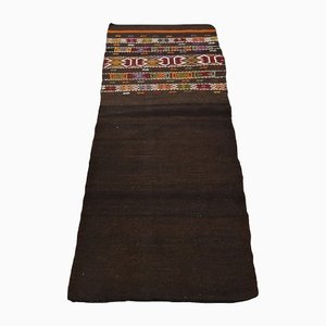 Tapis de Couloir Kilim Vintage Noir