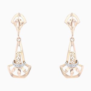 18 Karat French Rose Gold Dangle Earrings, 1930s